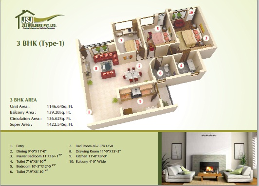 3 bhk type 1